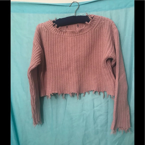 Sweaters - Grunge Distressed Crop Sweater